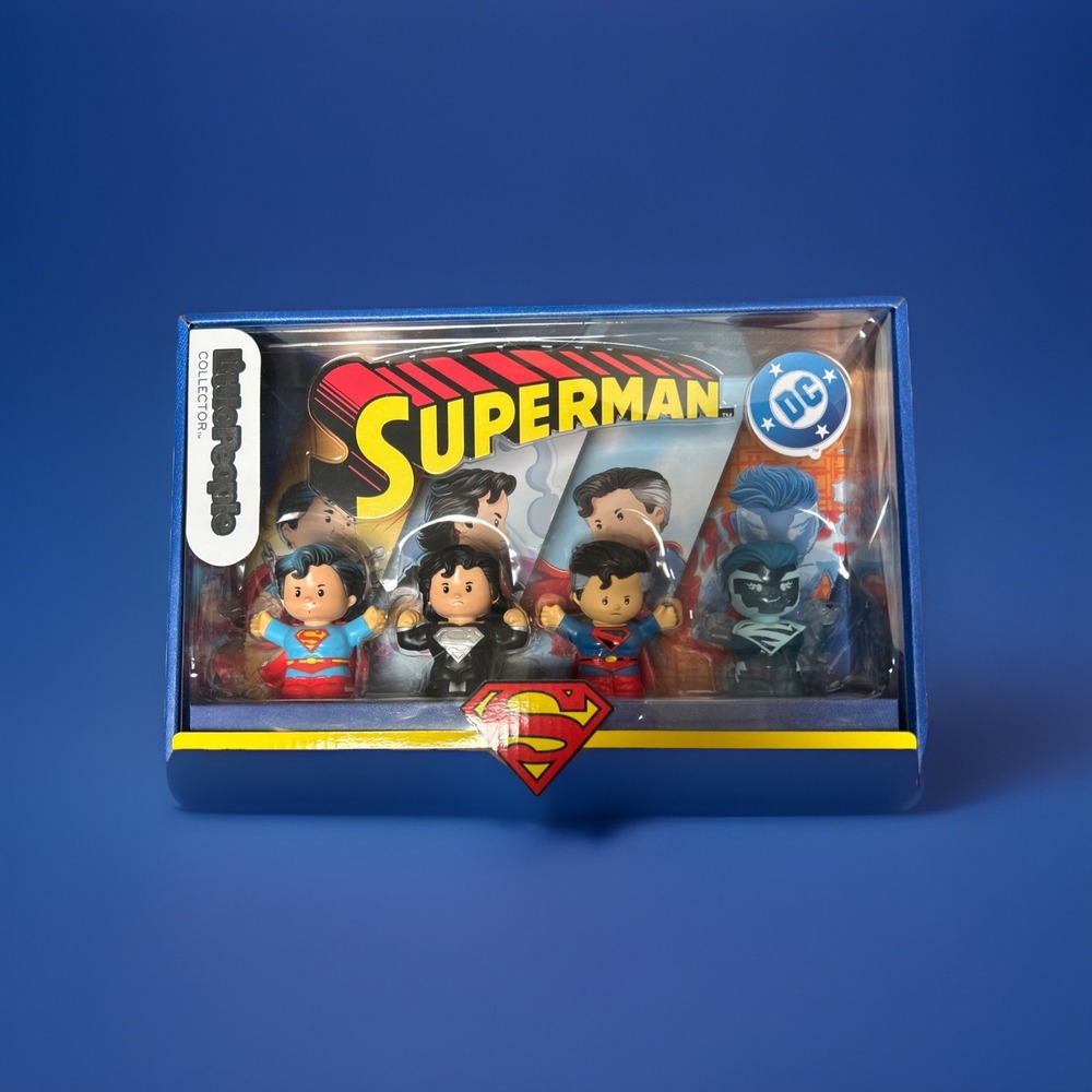 NIB Fisher-Price Little People Collector DC Superman Figure Pack Toy 4 pc Set